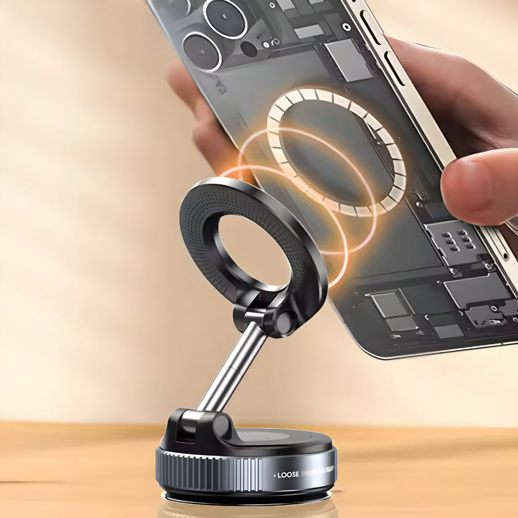 Support téléphone voiture magnétique pliable – rotation 360° sécurisé