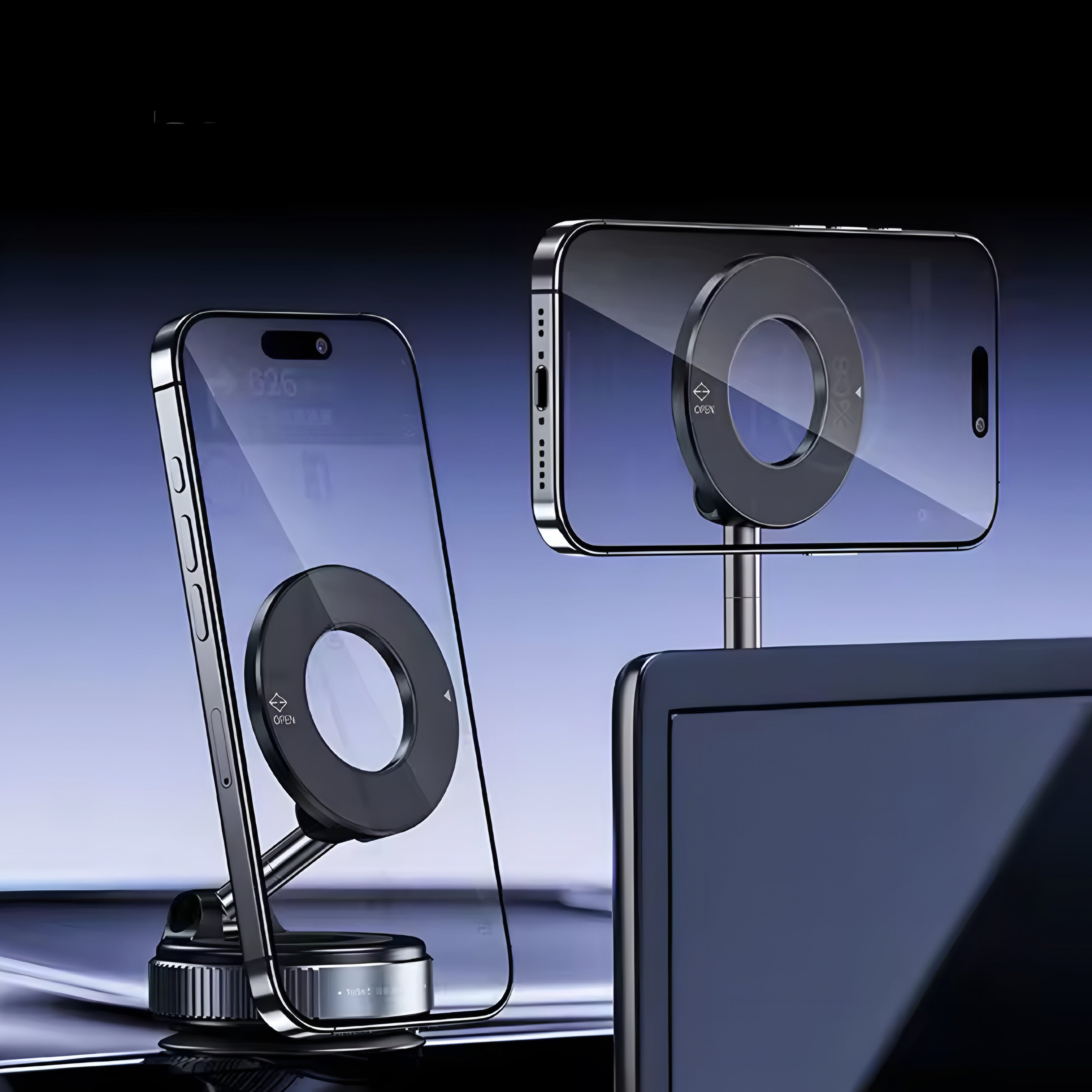Support téléphone voiture magnétique pliable – rotation 360° sécurisé
