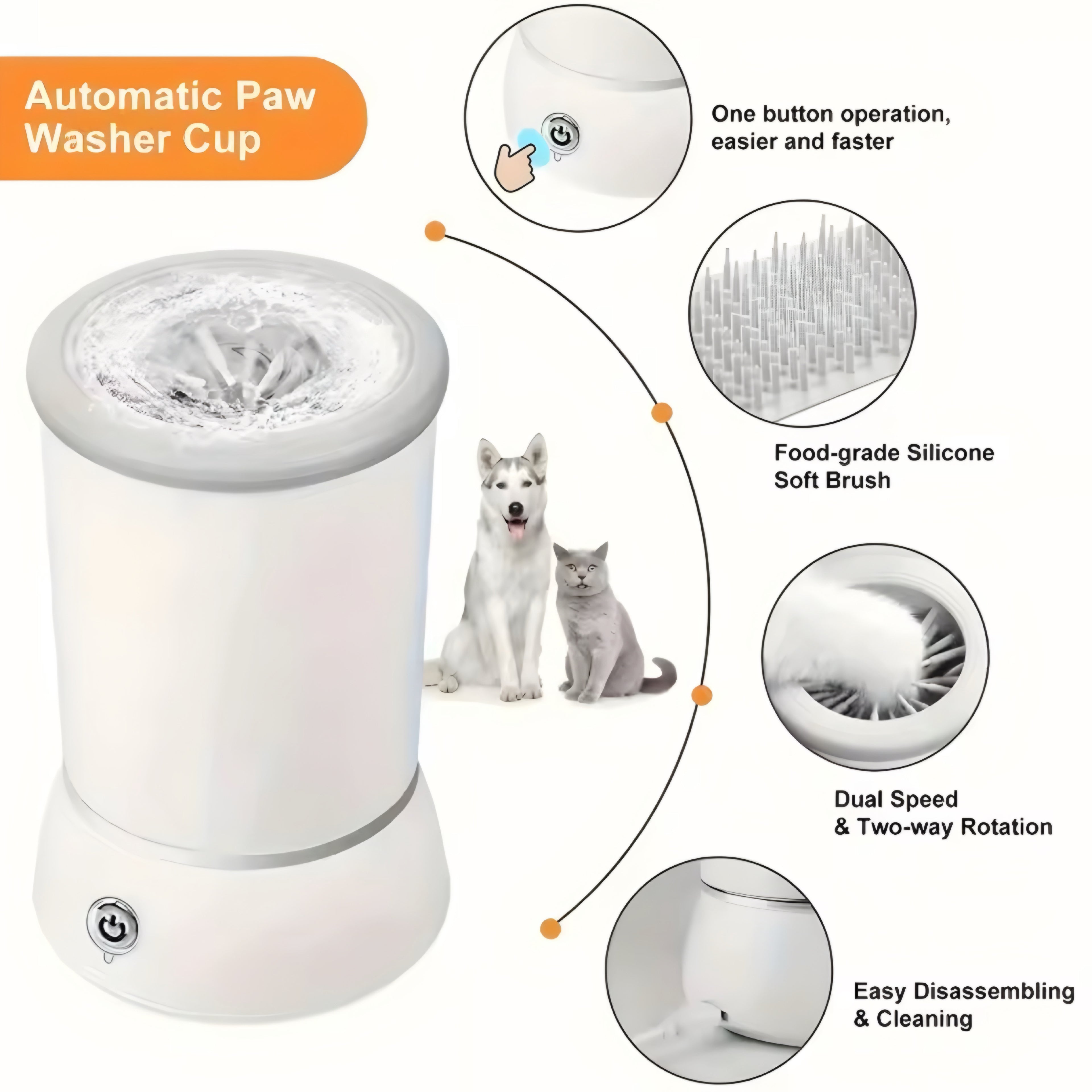 Lave-pattes automatique pour chien et chat – nettoyage rapide et portable