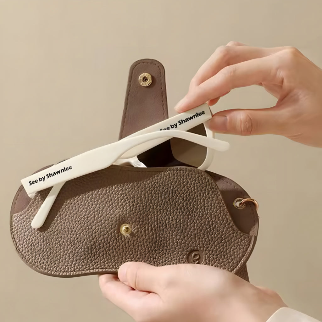 Étui à lunettes en cuir PU effet lychee – protection légère et élégante