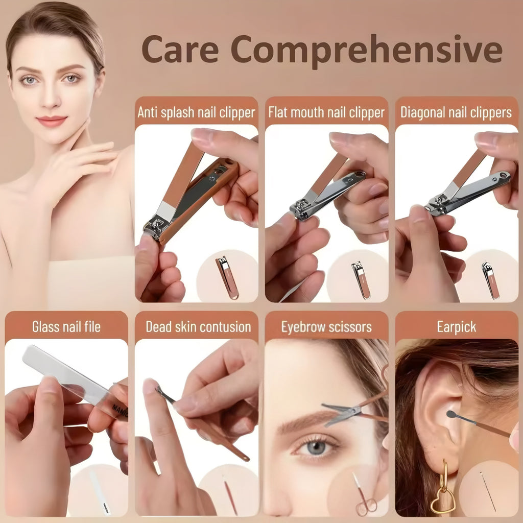 Kit manucure complet en acier inoxydable – soins des ongles précis et portable