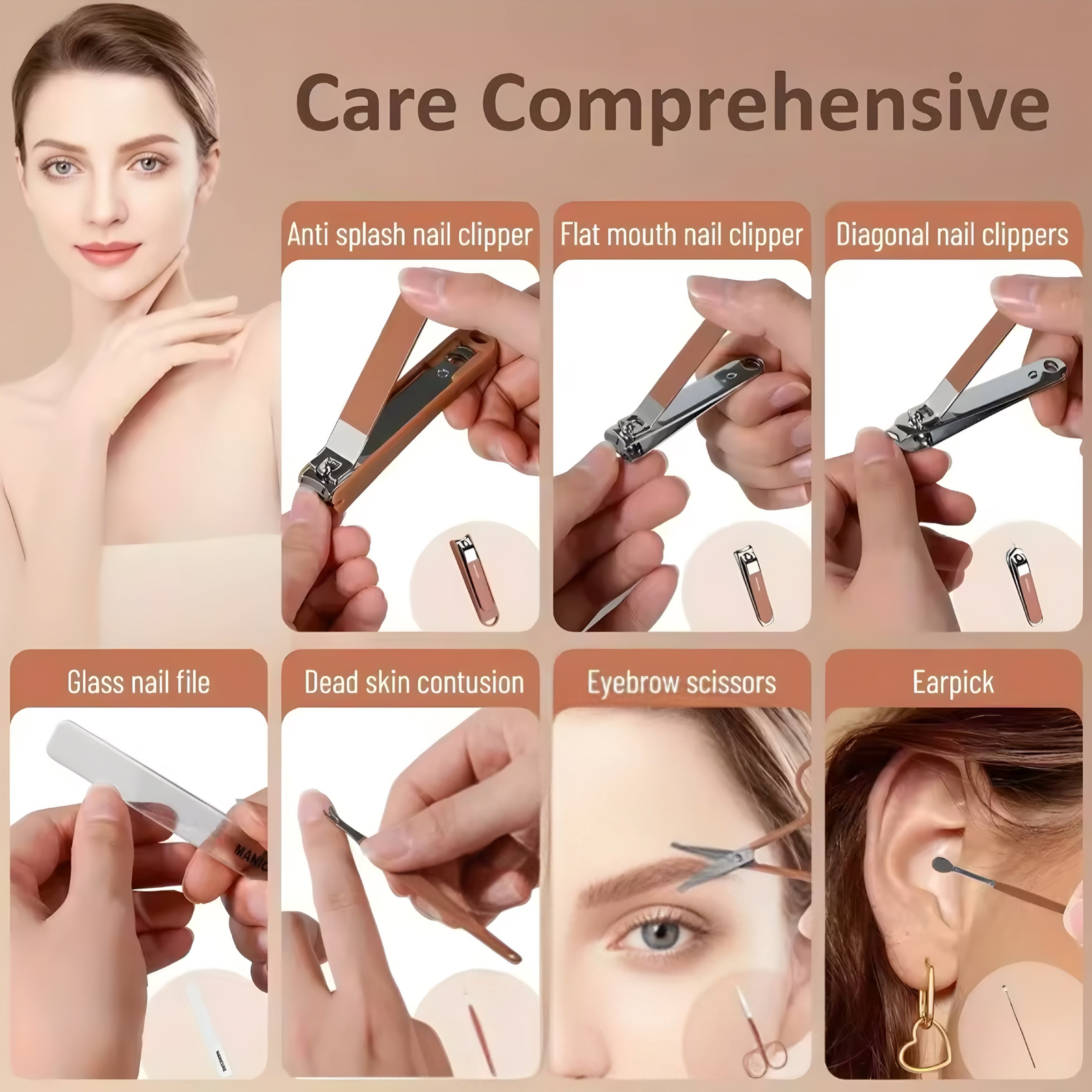 Kit manucure complet en acier inoxydable – soins des ongles précis et portable