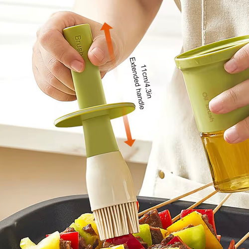 Bouteille doseuse huile 2 en 1 avec pinceau – cuisine propre et précise