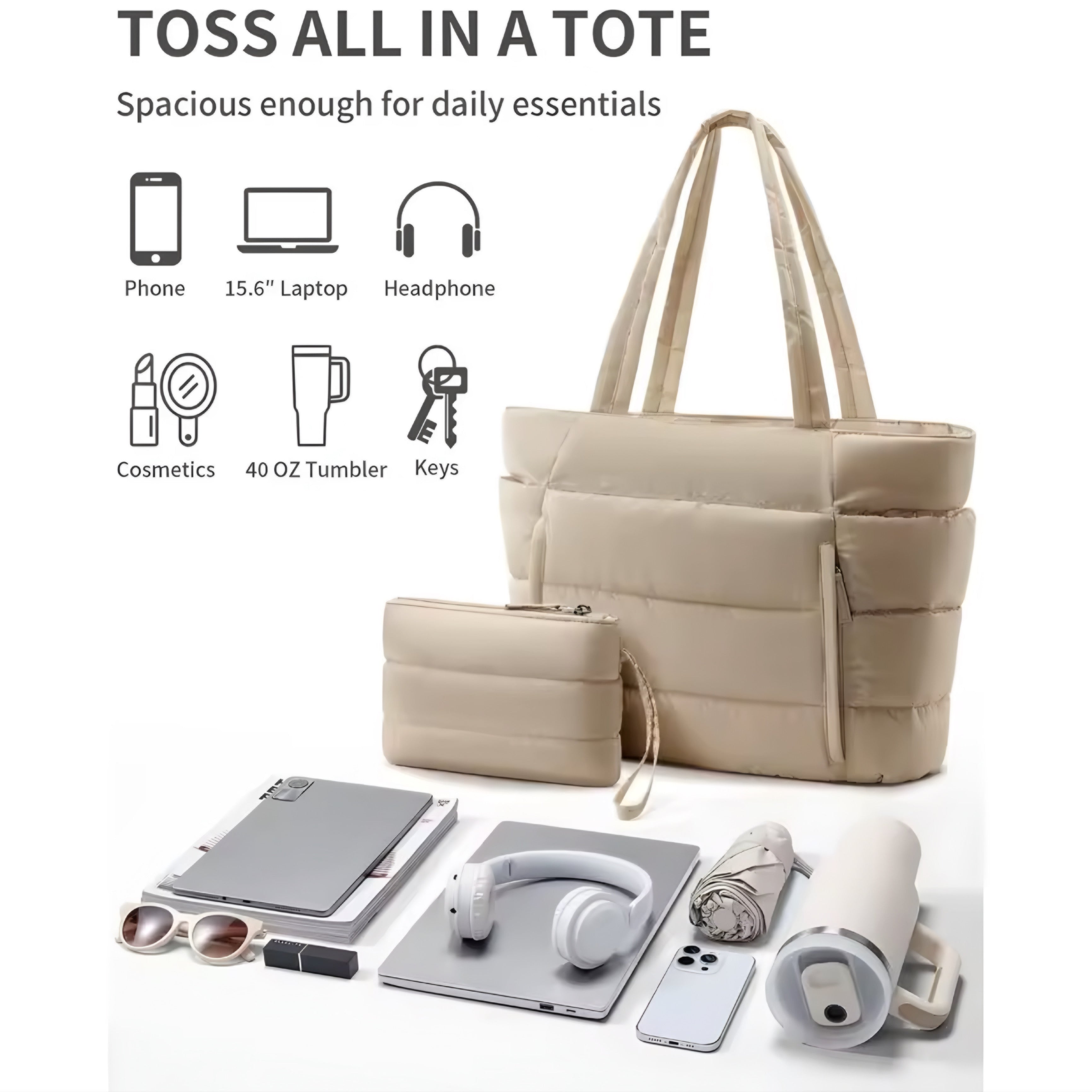 Sac cabas matelassé grande capacité