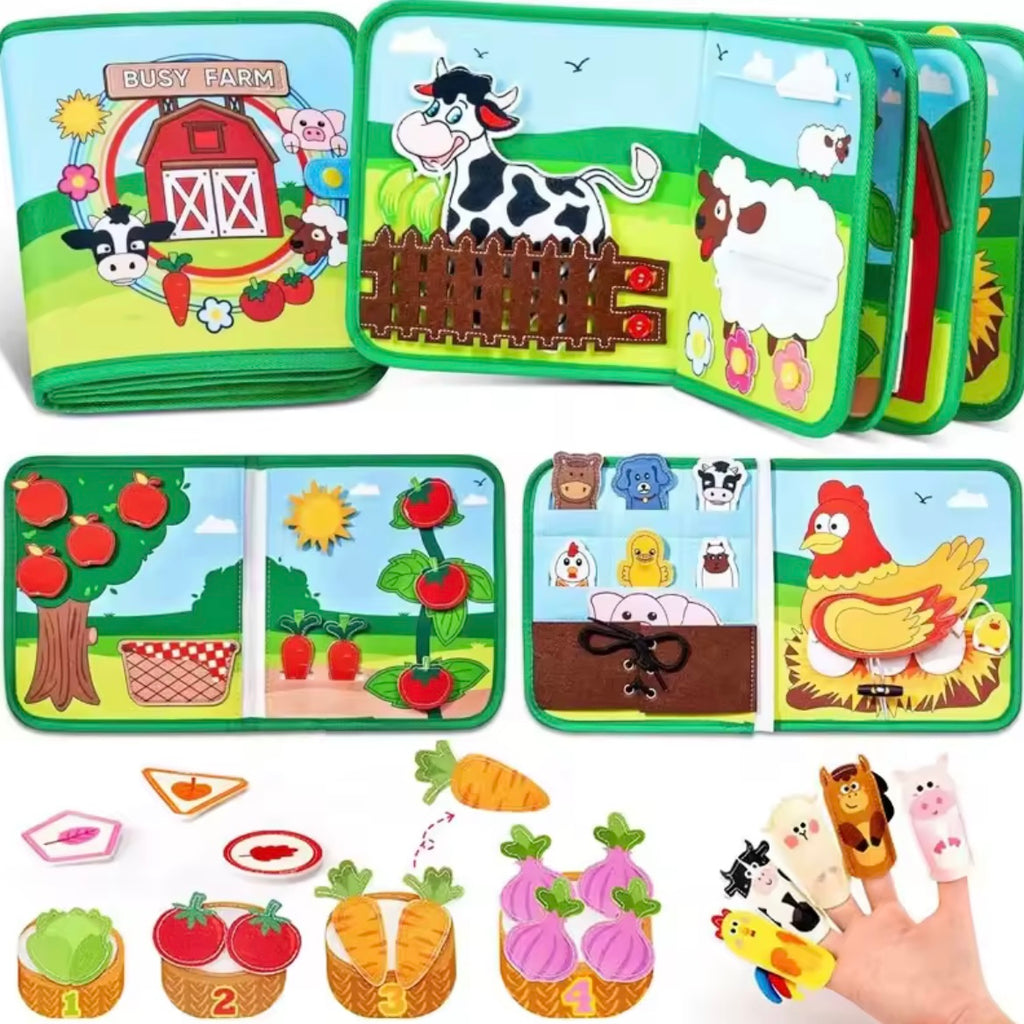 Livre Montessori interactif – ferme (apprentissage sans écran)
