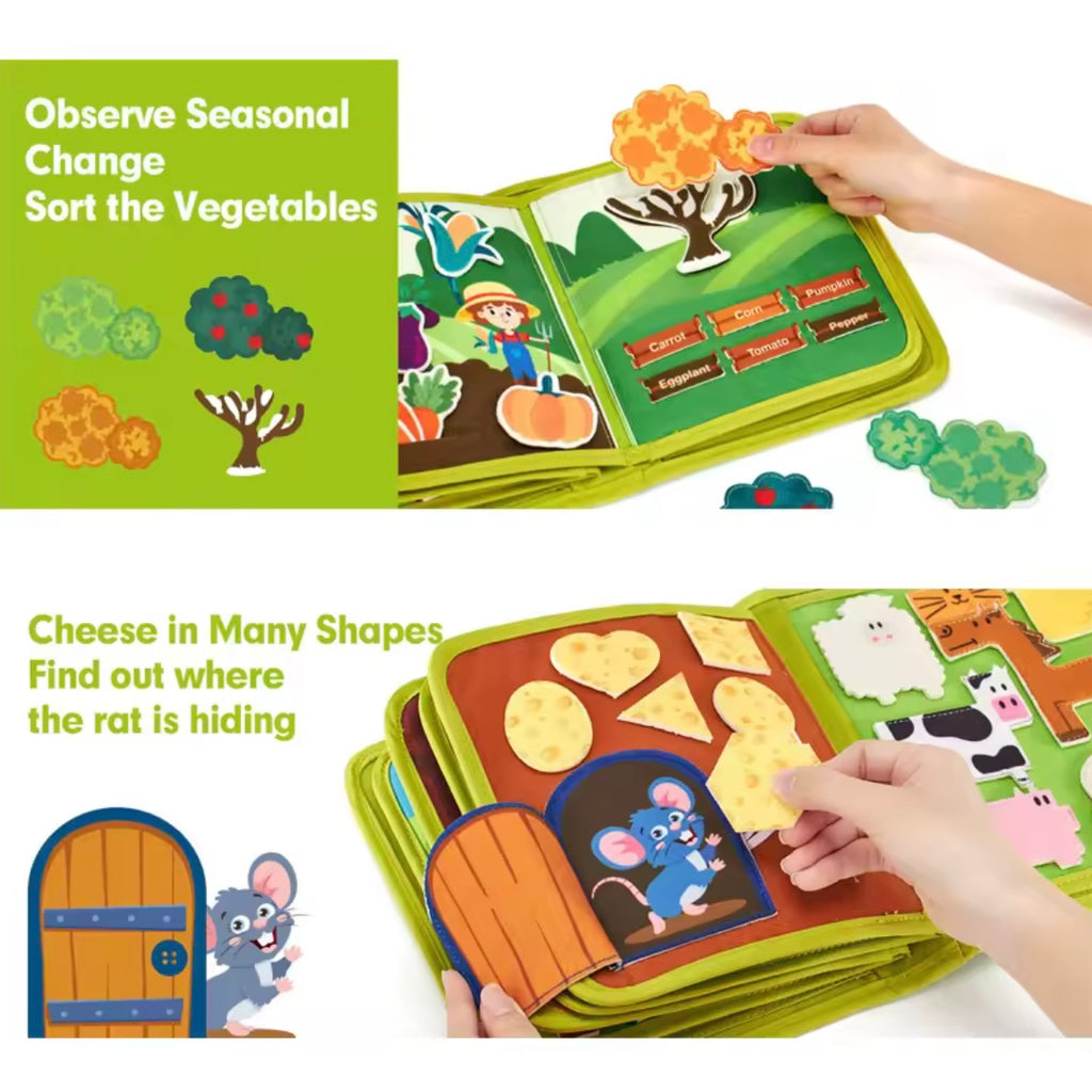 Livre Montessori interactif – ferme (apprentissage sans écran)