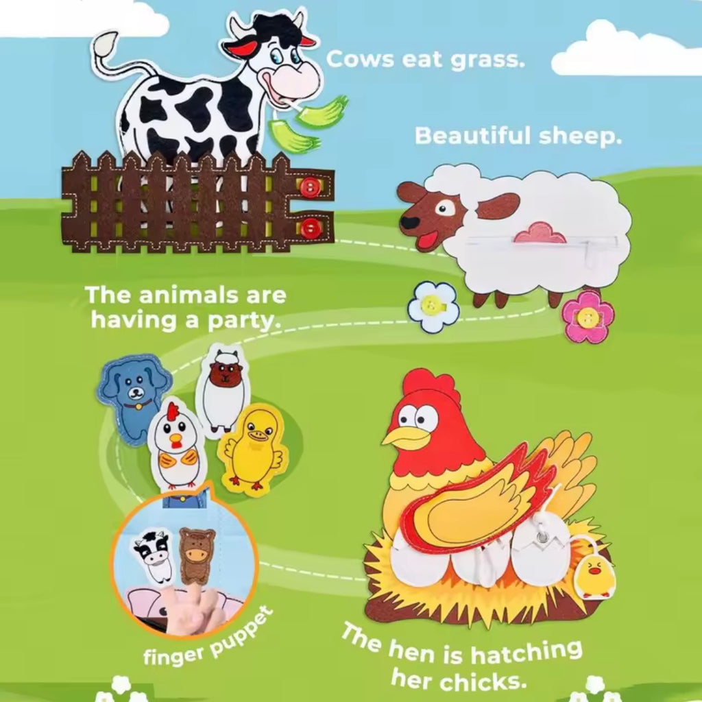 Livre Montessori interactif – ferme (apprentissage sans écran)