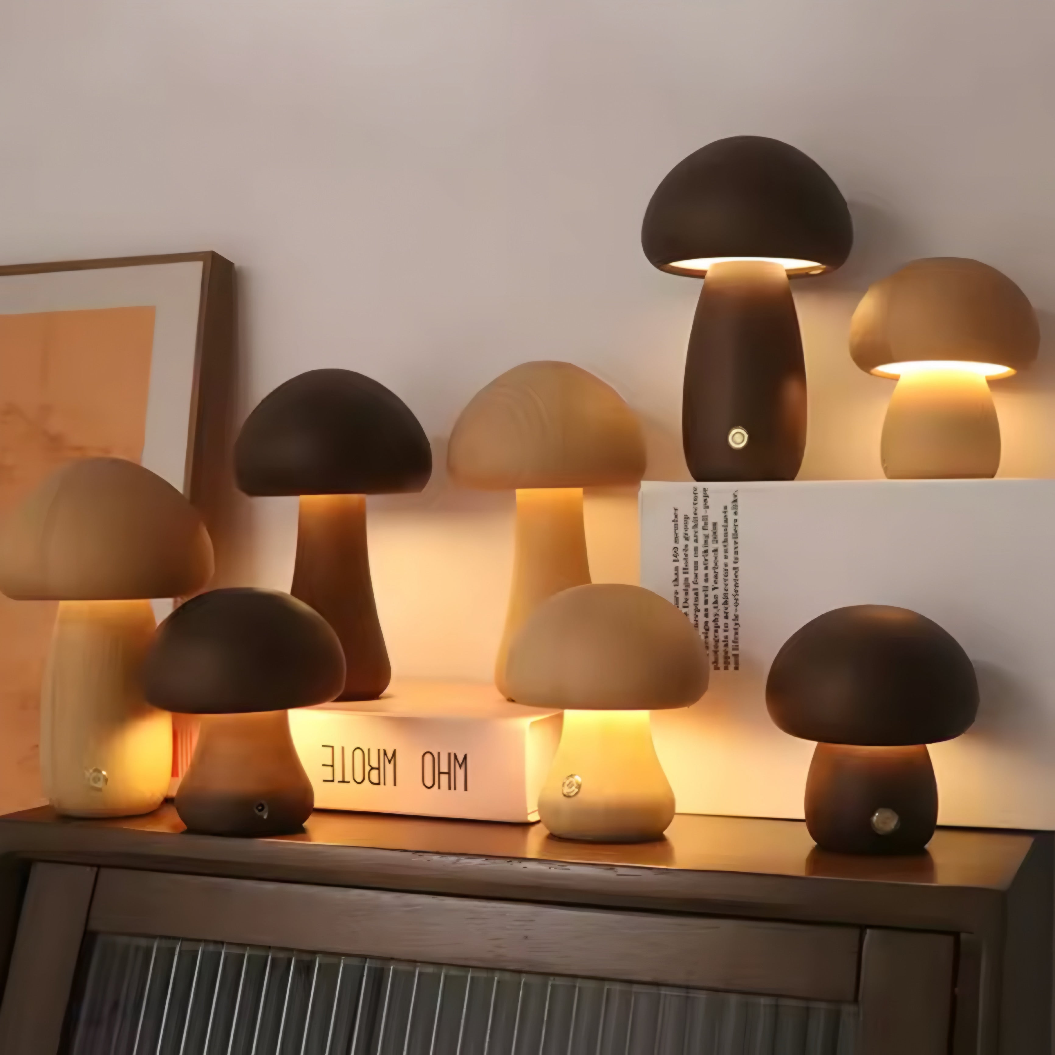 Lampe champignon en bois – lumière douce et chaleureuse