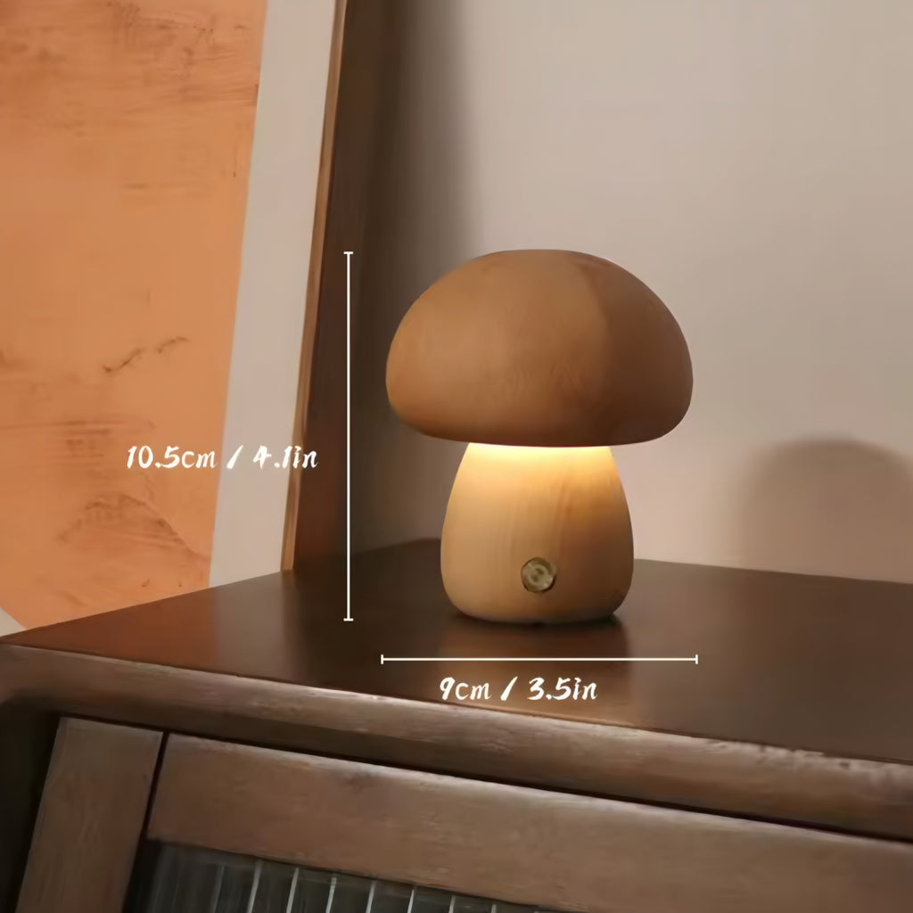 Lampe champignon en bois – lumière douce et chaleureuse
