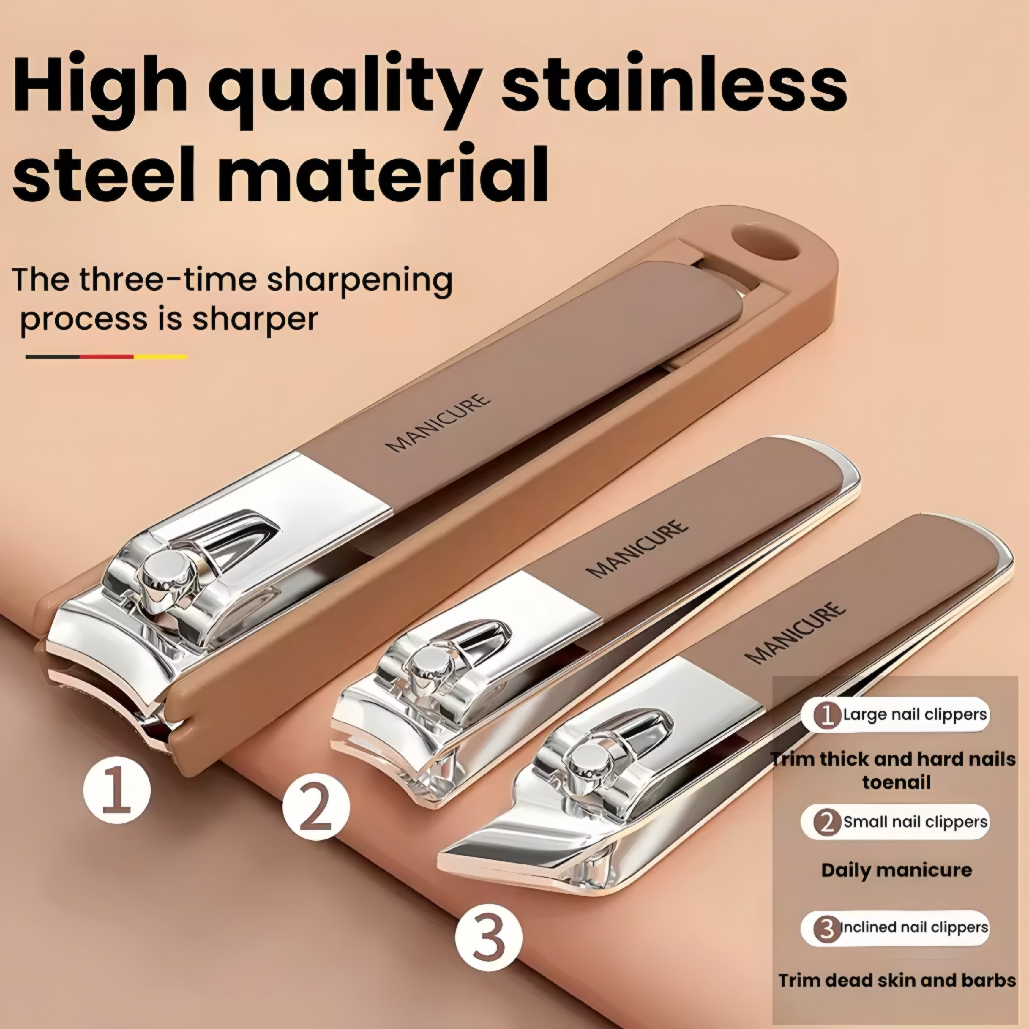 Kit manucure complet en acier inoxydable – soins des ongles précis et portable